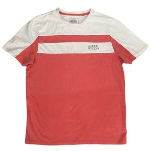 DIESEL ORIGINALS Orange White Logo T Shirt in Large